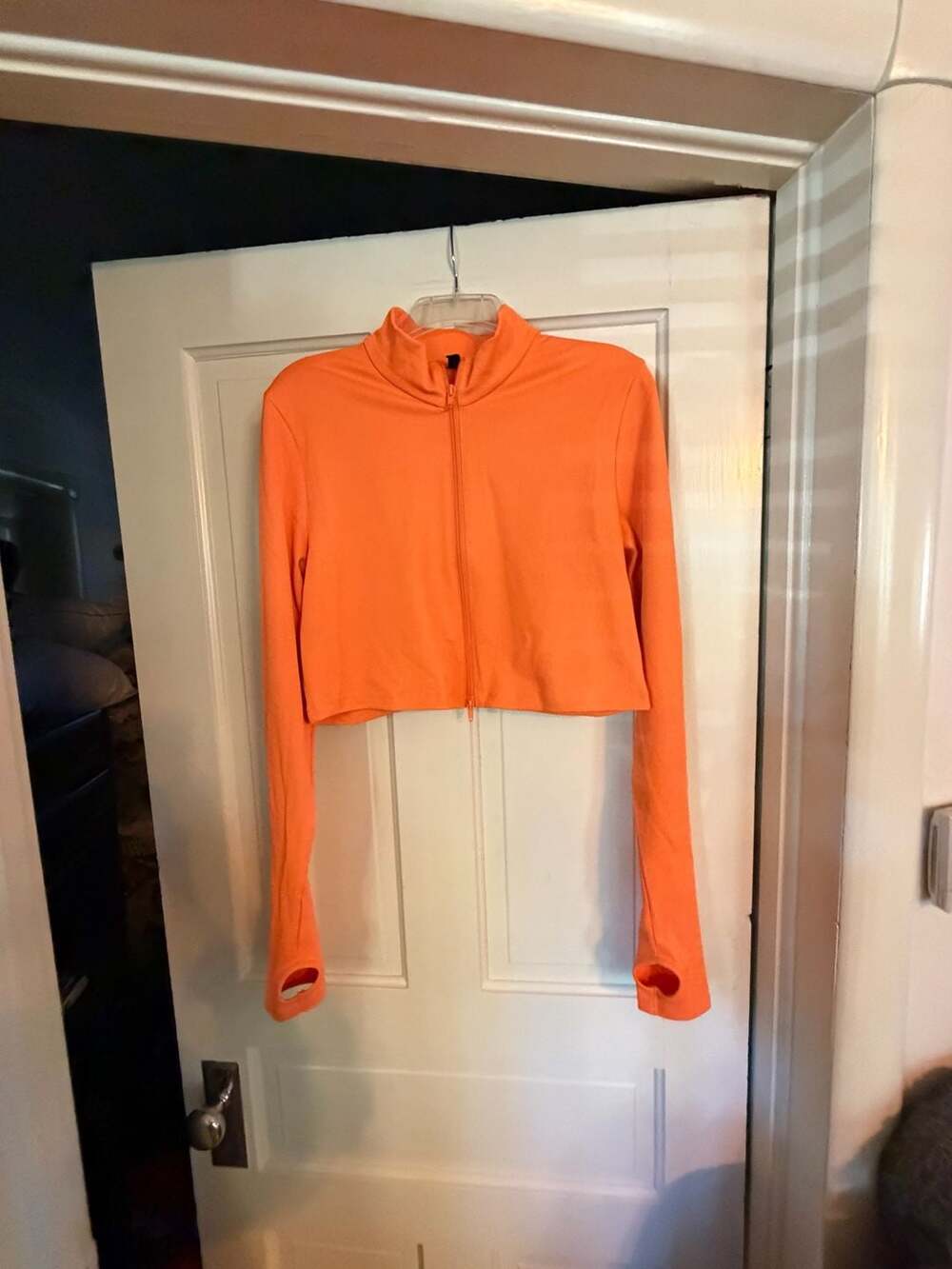 Divided H&M Full Zip Workout Jacket Size XL Orange Thumbholes